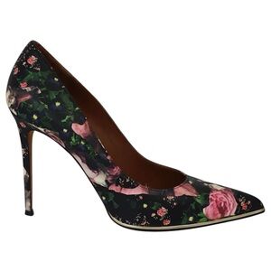 Givenchy Black Floral Nappa leather Python print Pumps gold tone details sz38